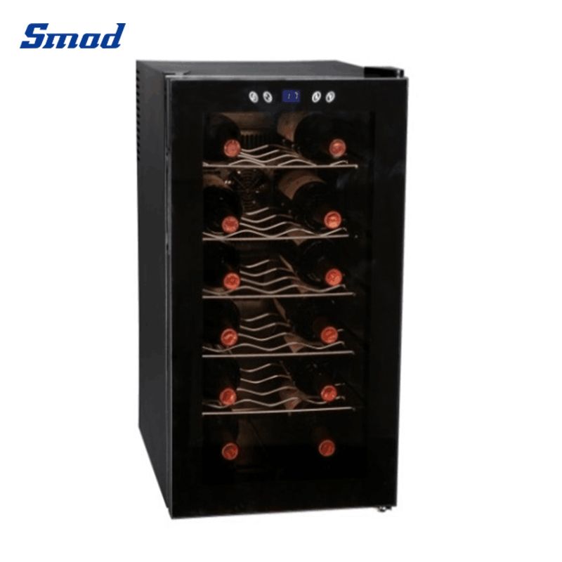 Smad 12/18 Bottle Single Zone Thermoelectric Wine Cooler with LCD display and touch screen control