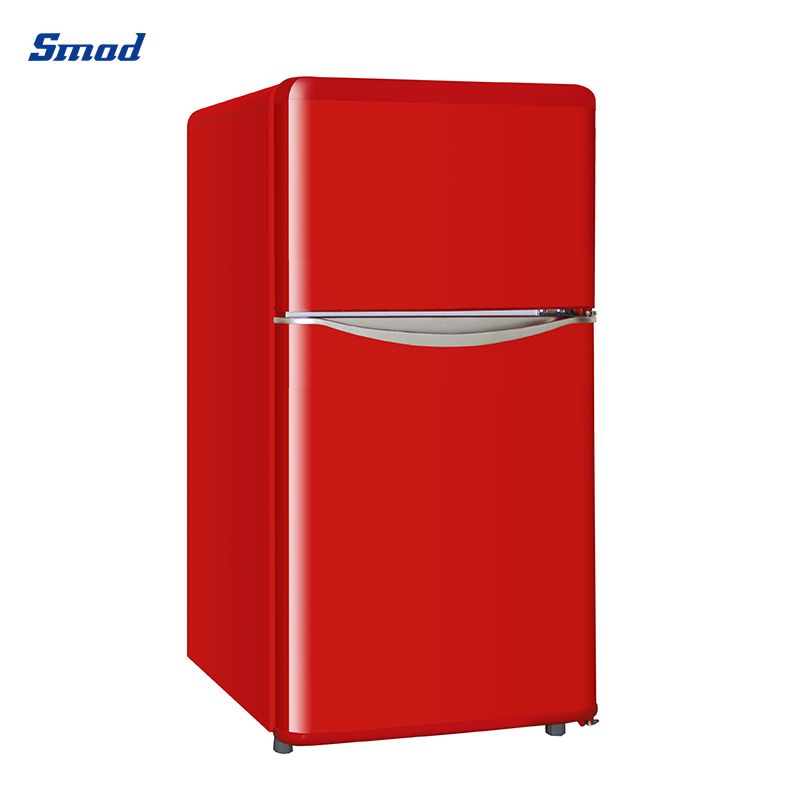 Smad 88L Red Top Freezer Retro Fridge with Crystal Crisper