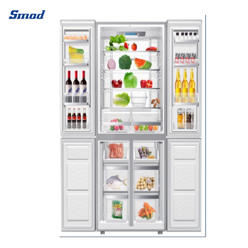 
Smad 432L 4 Door Frost Free American Style Fridge Freezer with Height-adjustable shelves
