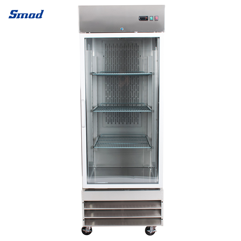 Smad 23 Cu. Ft. Single Glass Door Stainless Steel Reach-in Refrigerator with Inverter compressor