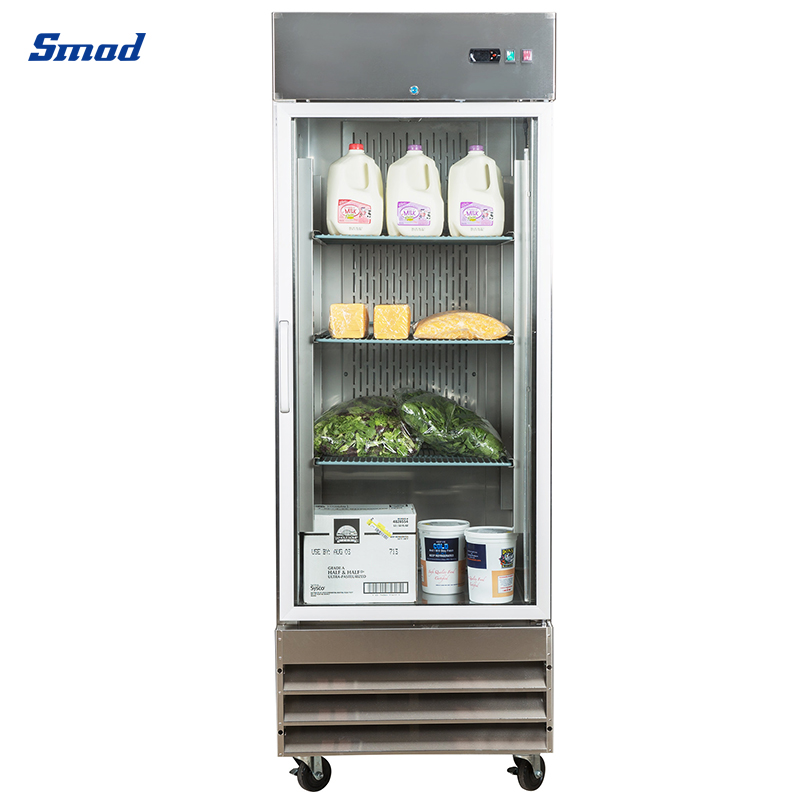 Smad Glass Door Industrial Reach-In Refrigerator with 3 Adjustable shelves