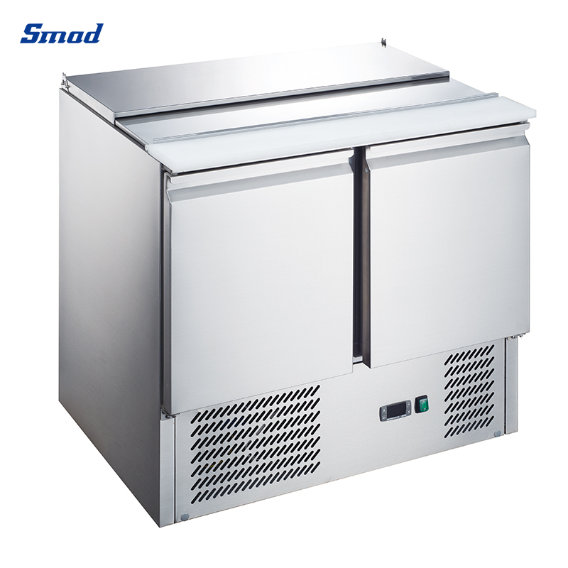 Smad 240L 2 Door Saladette Food Prep Refrigerator with 304 stainless steel
