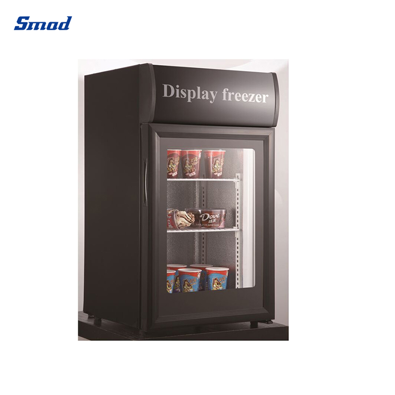 
Smad 98L Mini Upright Ice Cream Display Freezer with Auto-closing glass door