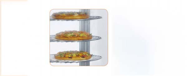 Smad 97L Rotating 4-Tier Pizza Display Warmer with Rotational chrome plated shelves