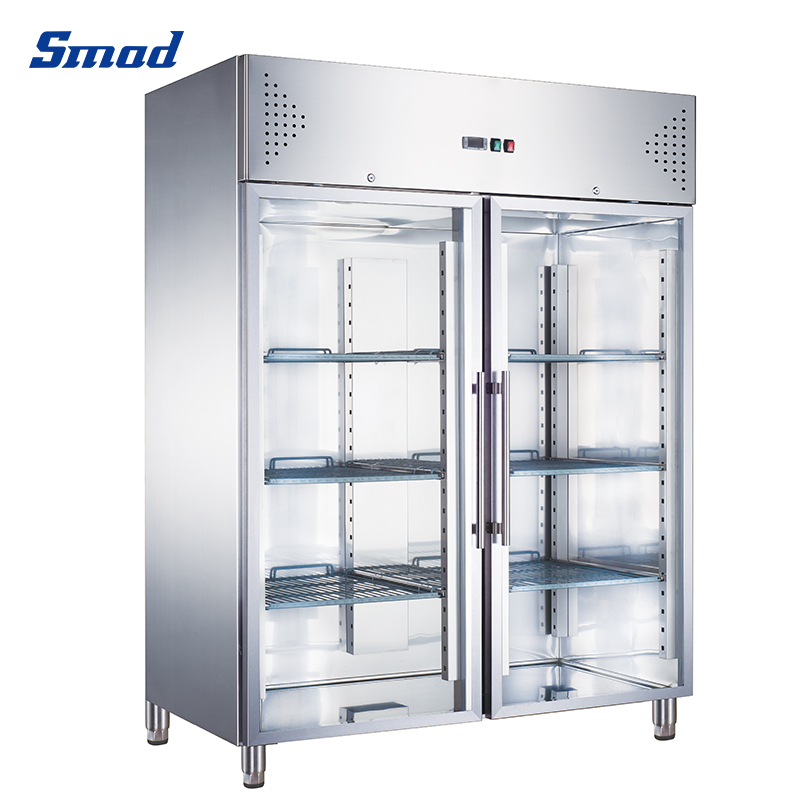 Smad Double Glass Door Commercial Fridge with Auto defrosting