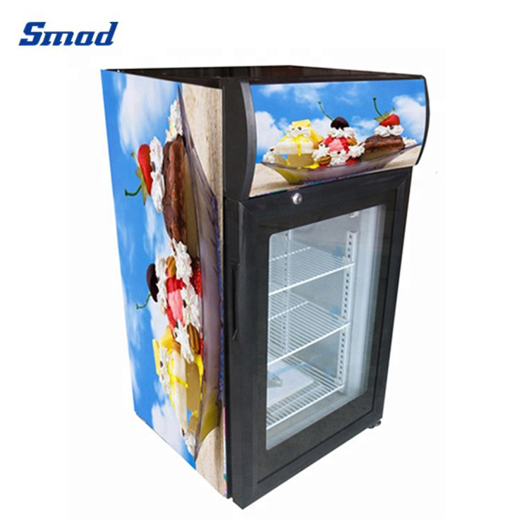 
Smad 50L Single Glass Door Mini Upright Ice Cream Display Freezer with Inner LED Light