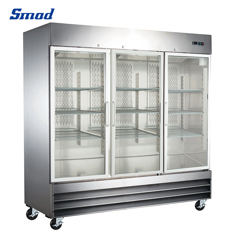 Smad 3 Glass Door Cmmercial Reach-In Refrigerator with Self-Closing glass doors