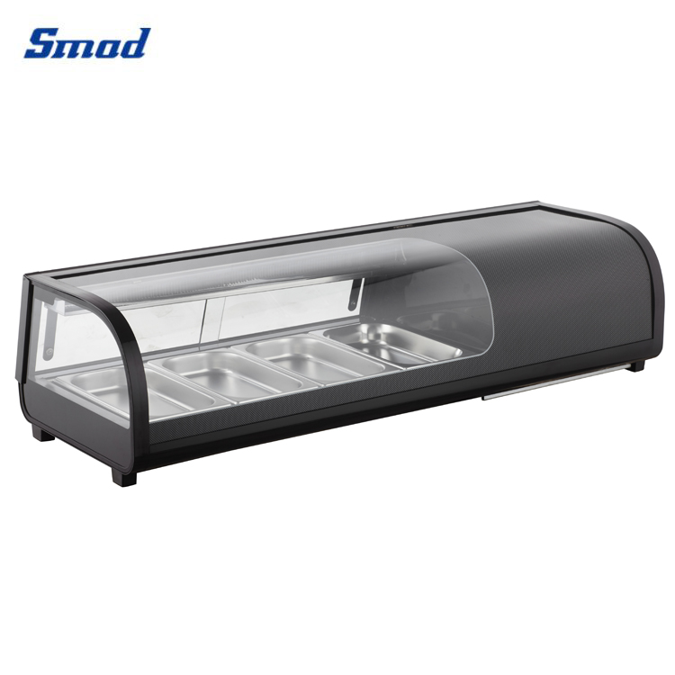 Smad 42L to 132L Curved Glass Refrigerated Sushi Display Case with Digital Temperature Controller