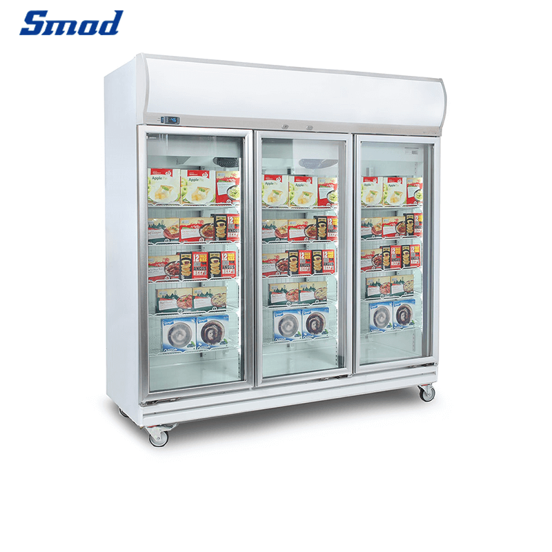 Smad Glass Door Upright Ice Cream/Frozen Food Display Freezer with Automatic defrost