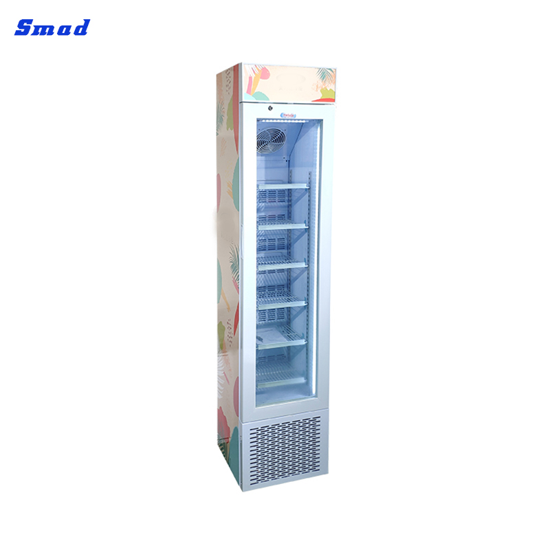 Smad 105L Slim Upright Display Freezer with Ad Top Light Case