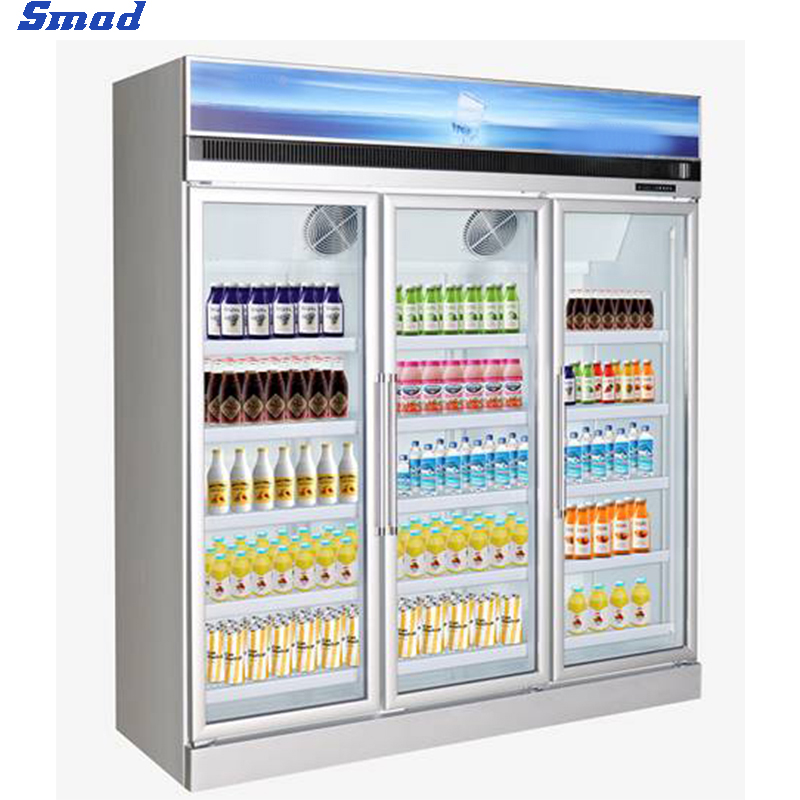 Smad 3 Door Plug-in Supermarket Upright Showcase Refrigerator
