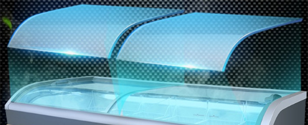 Smad 500L Glass Door Display Island Freezer with Double glazing unit
