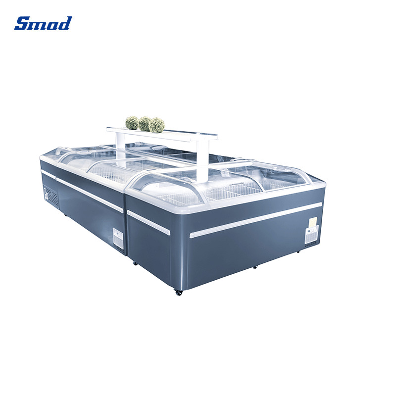Smad 960L Supermarket Island Display Freezer with Ventilated free maintenance condenser