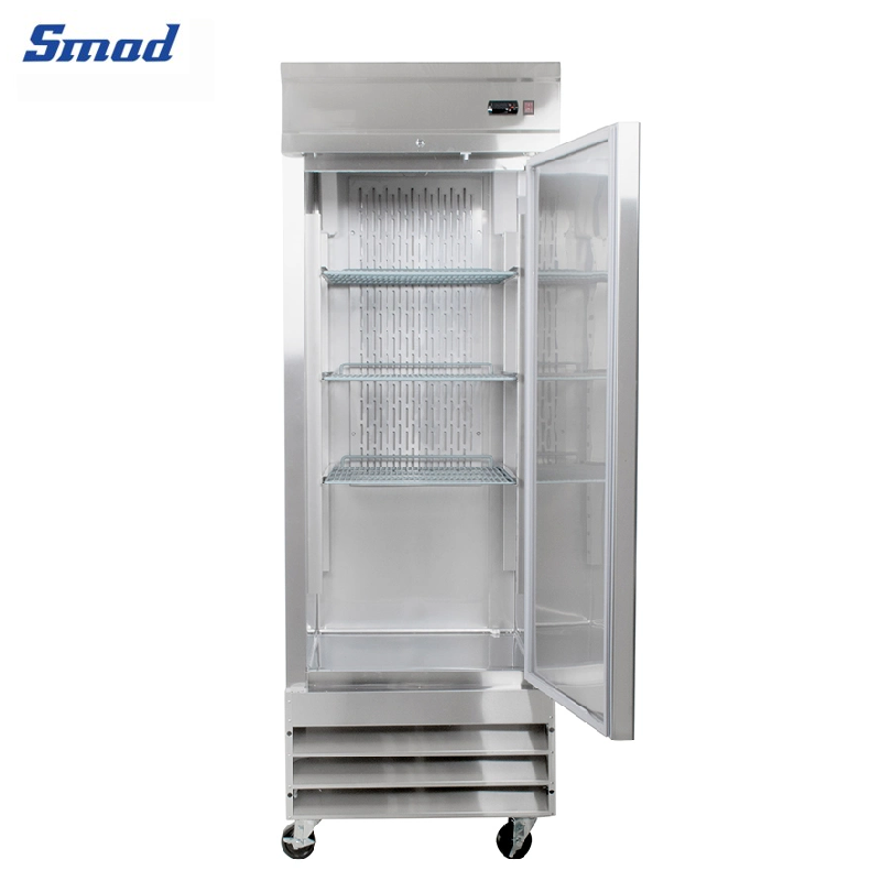 Smad 600L Single Glass Door Upright Refrigerator in Stainless Steel with Inverter compressor
