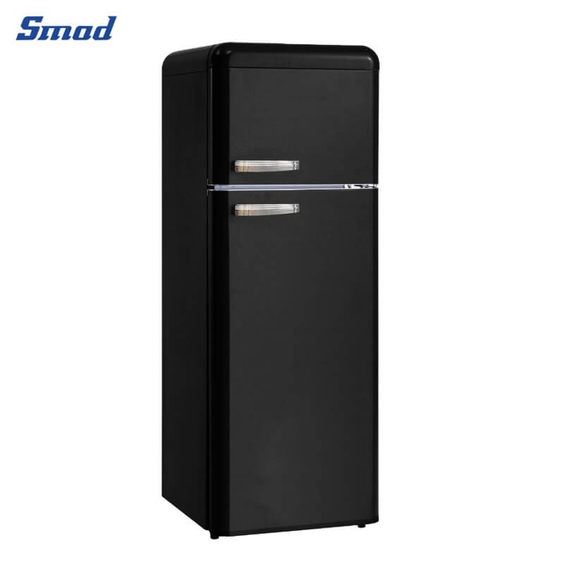 Smad 7.7 Cu. Ft. Black / Red Retro Style Top Freezer Refrigerator with Stylish interior light