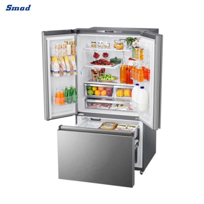 
Smad Triple Door Stainless Steel French Door Fridge with Super Cool And Super Freeze