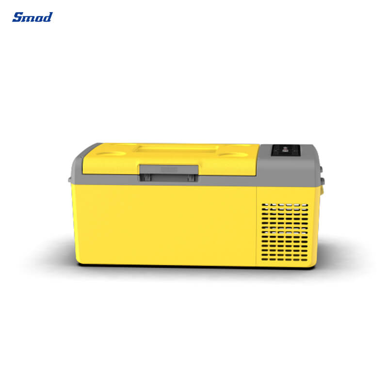 Smad 0.5 Cu. Ft. Yellow DC Portable Car Refrigerator with Two-way lid design