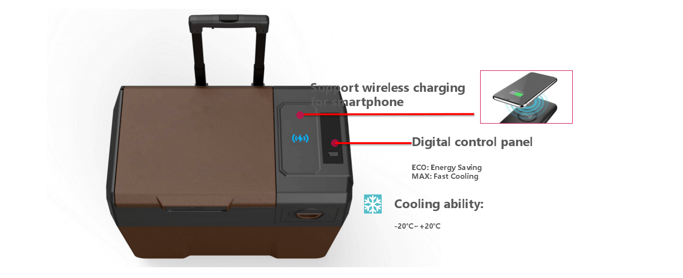 
Smad 12V Portable Car Refrigerator with Wireless Charging for Smartphone