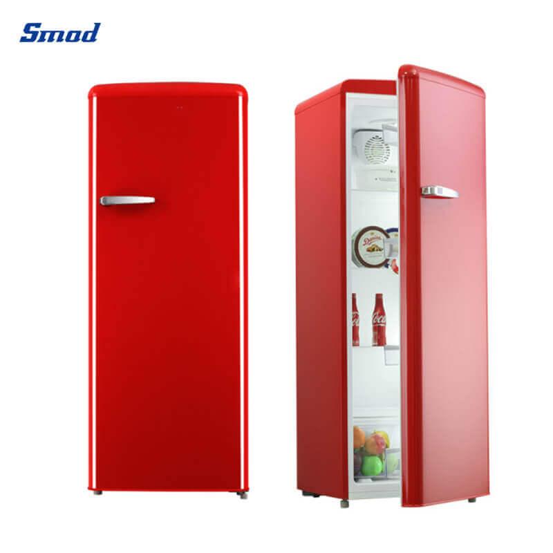Smad 248L Red Single Door Retro Style Fridge Freezer with LED light for option