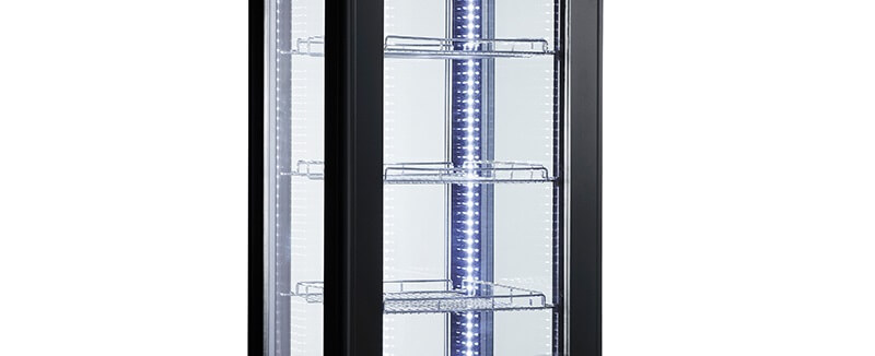 Smad 350L/400L 4-Sided Glass Upright Display Freezer with Internal LED illumination & Adjustable shelves