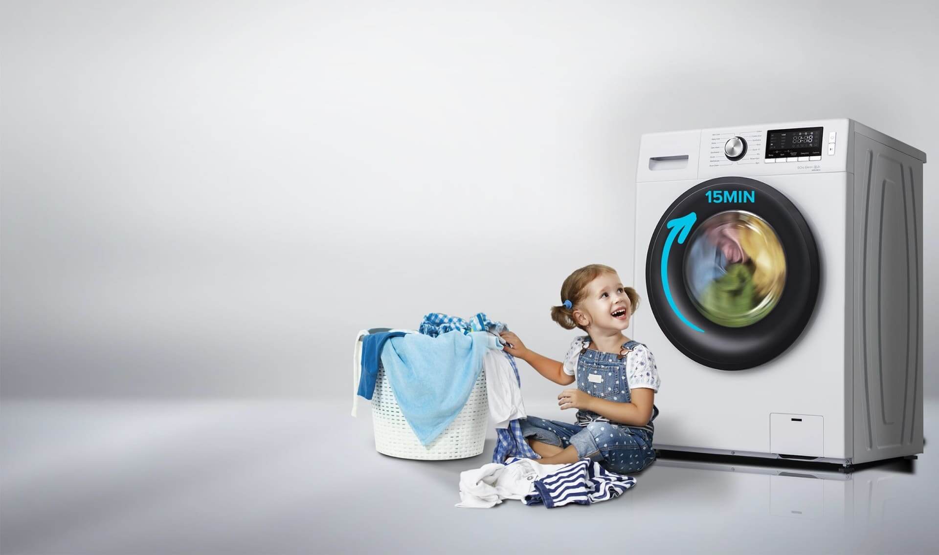 Smad 6Kg Automatic Front Loader Washing Machine with 15 Washing Programs