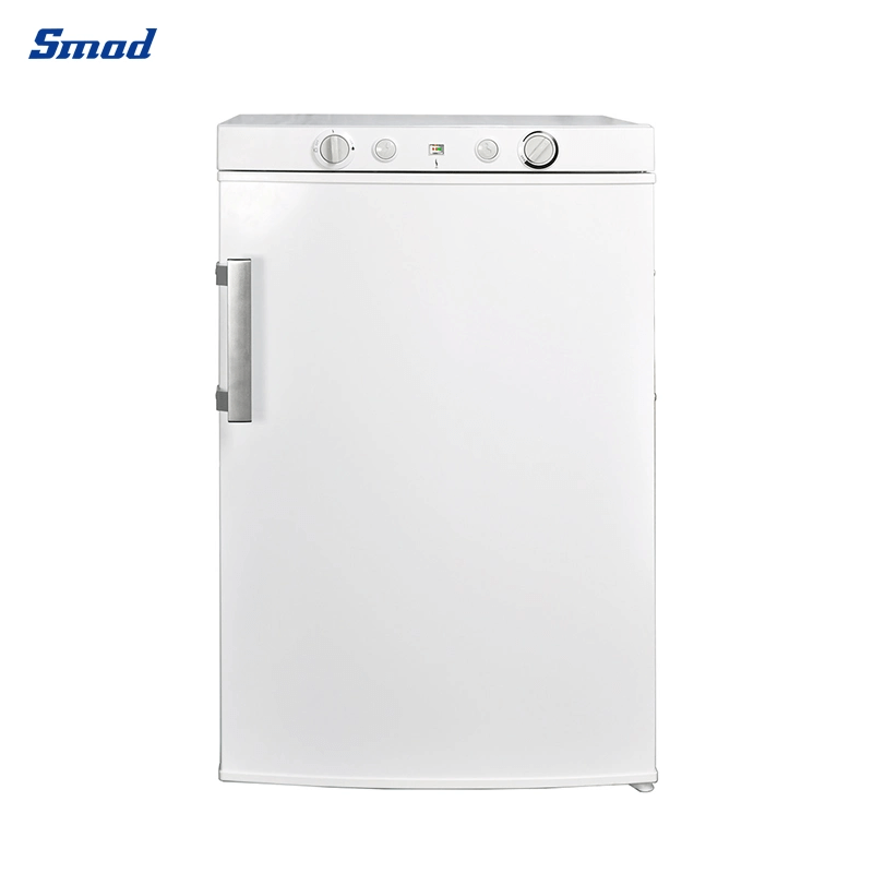 Smad 100L White Gas/AC/DC 3 Way Fridge with 3 Crystal Door Balconies