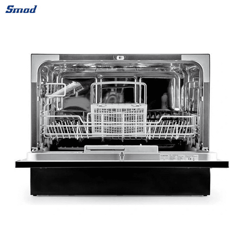 
Smad 6 Sets Small White Automatic Countertop Dishwasher with Residual heating dry