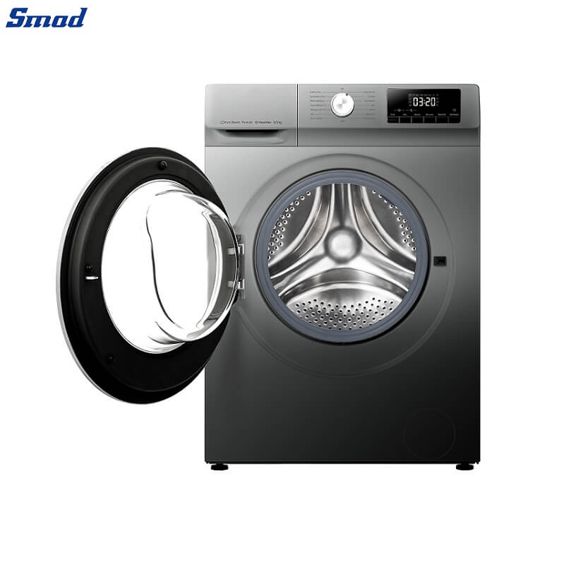
Smad Black Freestanding Washer and Dryer with Unique Snowflake Drum