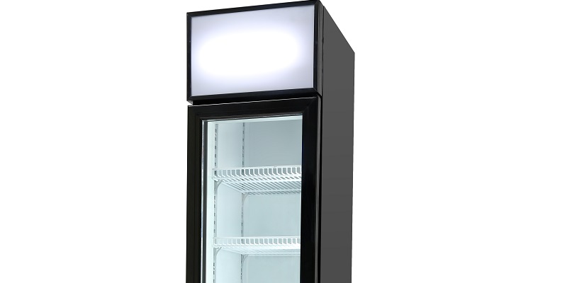 Smad Glass Door Beverage Cooler Fridge with interior LED illumination