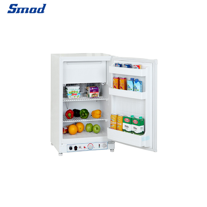 SMAD 3-Way 1.4 Cu ft Propane Gas Fridge Reversible Door Mini Outdoor  Compact Camper RV Refrigerator Storage 