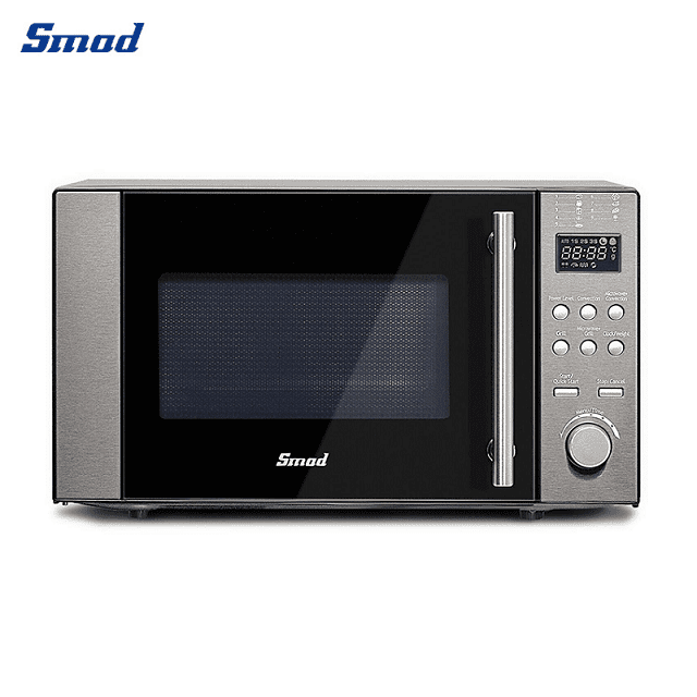 Smad Small Microwave Oven 0.7 Cu.Ft, Mini Microwave Oven with 9.6''  Removable Turntable, 6 Auto Preset Menus, Child Lock, Easy Clean Interior,  Black
