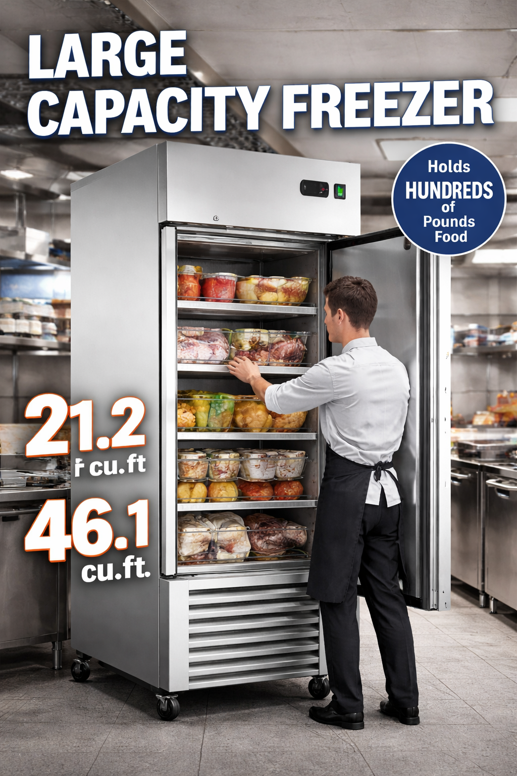 Smad Double Door Stainless Steel Commercial Catering Fridge with Thicker shelves